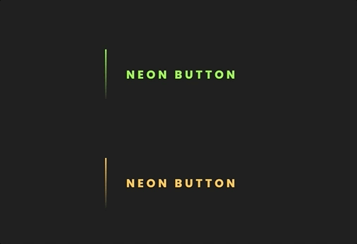Animation of two buttons with neon text and a rotating neon border.